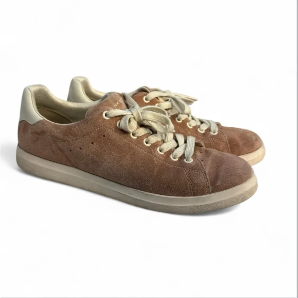 Tory Burch Pink Howell Court Suede Skater Sneakers